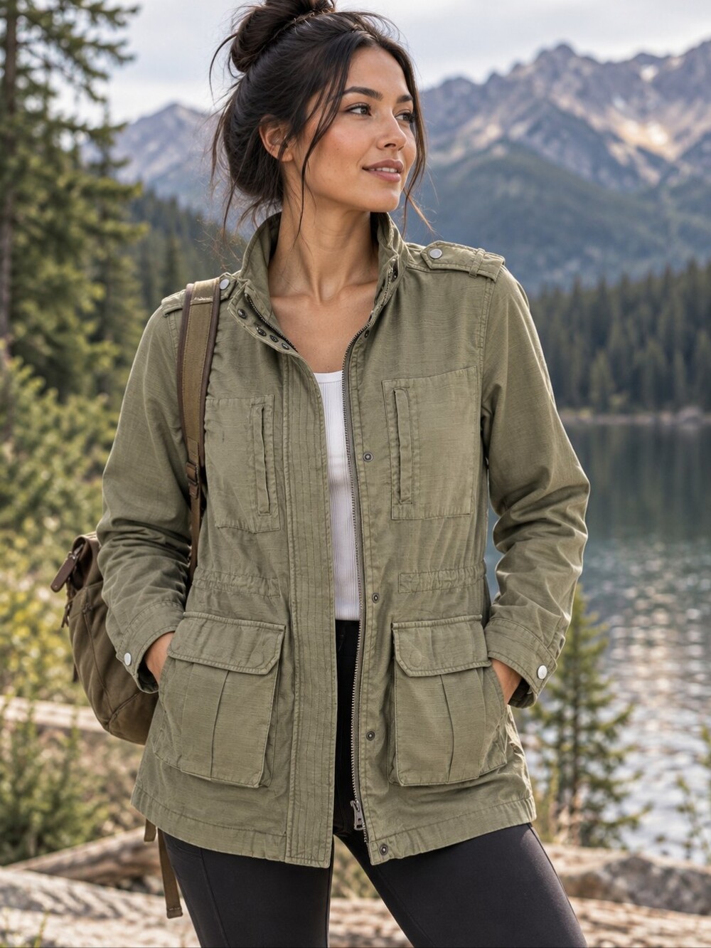 Levi’s Olive Green Utility Jacket Women’s XSmall Military Cargo Coat